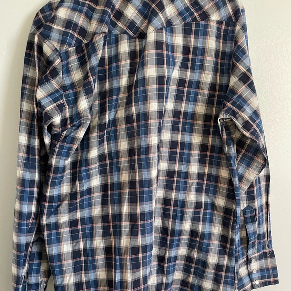 western Youngbloods Navy Plaid Button-Down Shirt men’s size large - Picture 4 of 5